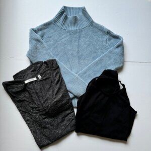 Bundle of 3 Aritzia Tops Babaton Shirt Knit  Corteta Sweater Wilfred Bodysuit XS